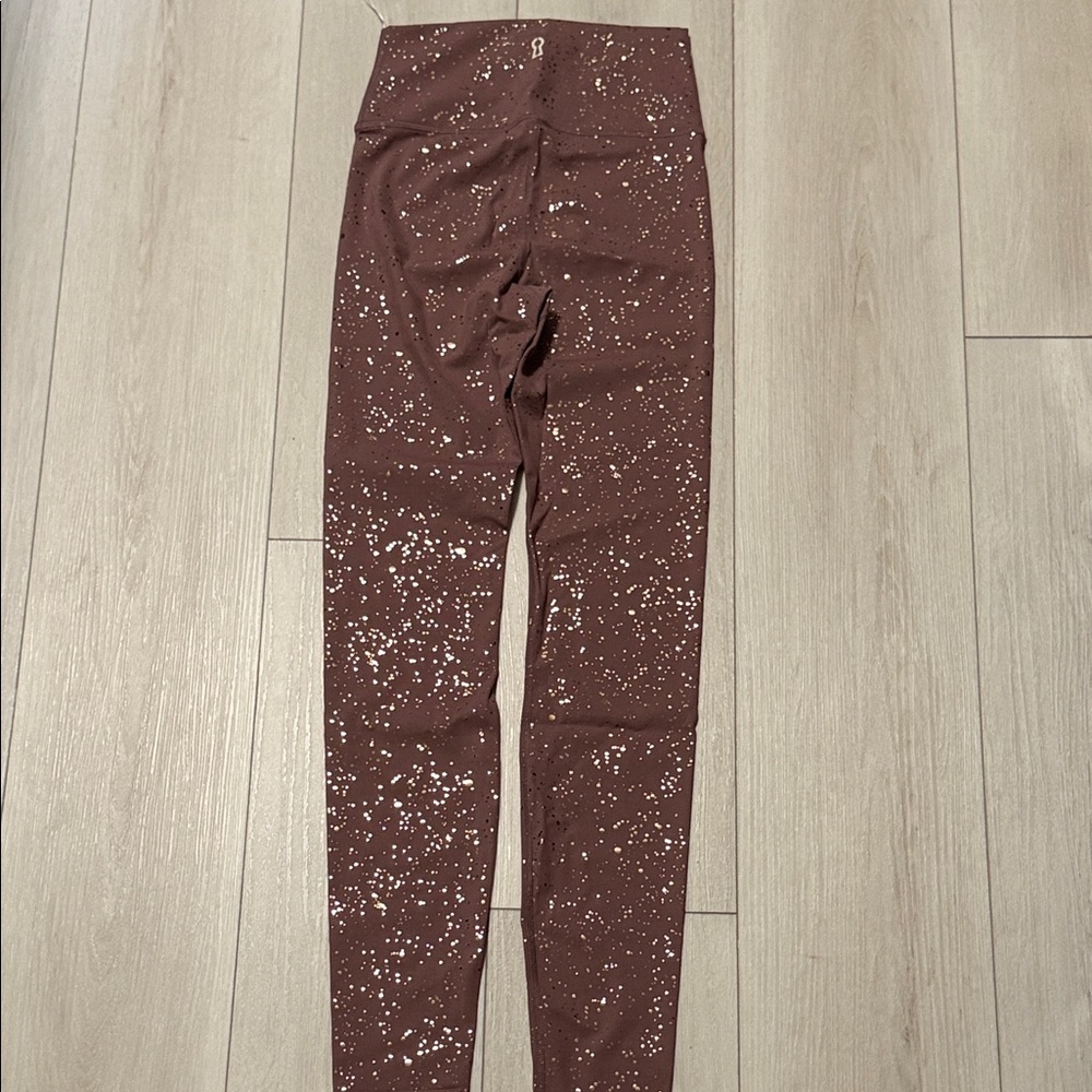Cara Loren Active Mauve Gold Speckled High-Waisted Leggings Size S - Picture 9 of 9